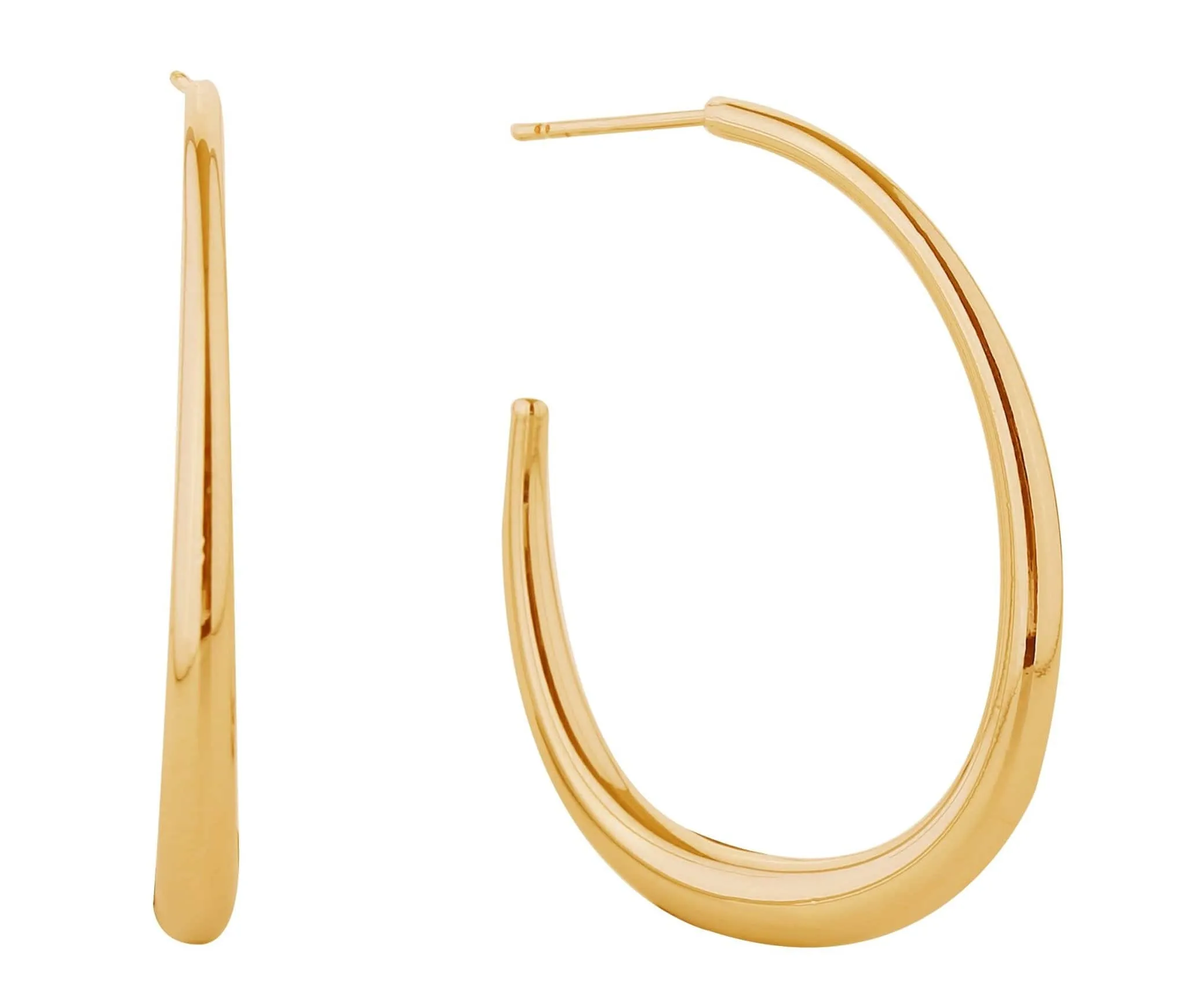 SJE310754 14K Sleek Oval Hoop Post Earrings