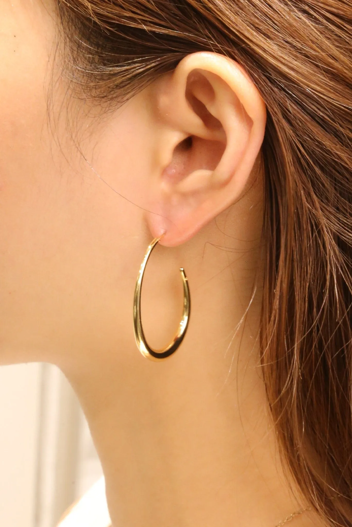 SJE310754 14K Sleek Oval Hoop Post Earrings