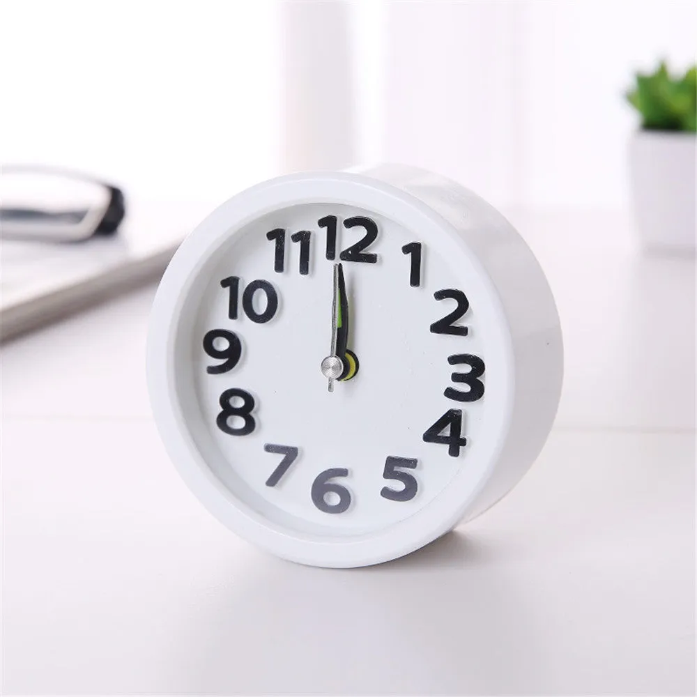 Square Round Small Alarm Clock Snooze Silent Sweeping Wake Up Table Clock Battery Powered Compact Portable Travel Alarm Clock