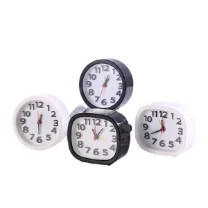 Square Round Small Alarm Clock Snooze Silent Sweeping Wake Up Table Clock Battery Powered Compact Portable Travel Alarm Clock