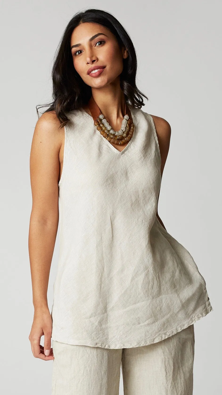 Stephanie Leigh Three Strand Leather, Krobo and Brass Bead Necklace