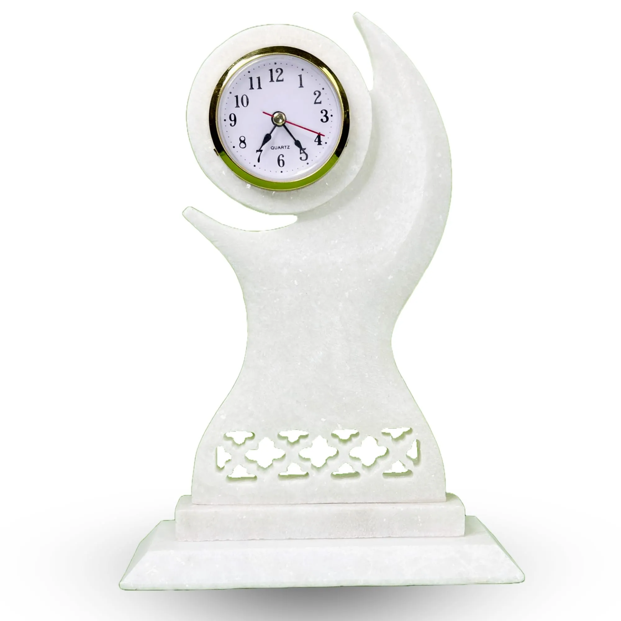 Table Clock for Students, Home, Office, Decor and Gifting (Sangemarmar White Marble Victory Clock) 10" x 7" inch