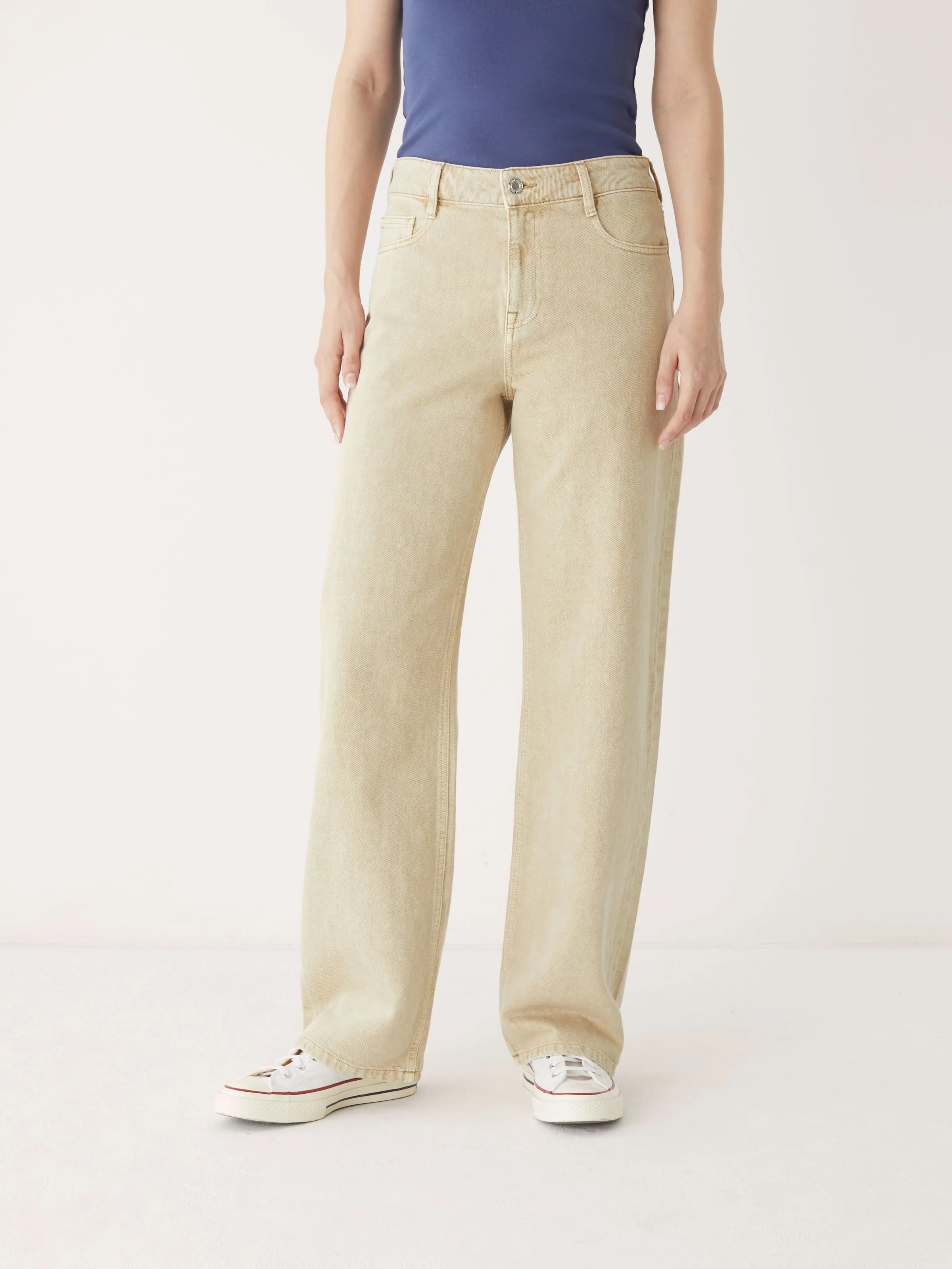 The Courtney Mid Rise Loose Fit Jean in Beige