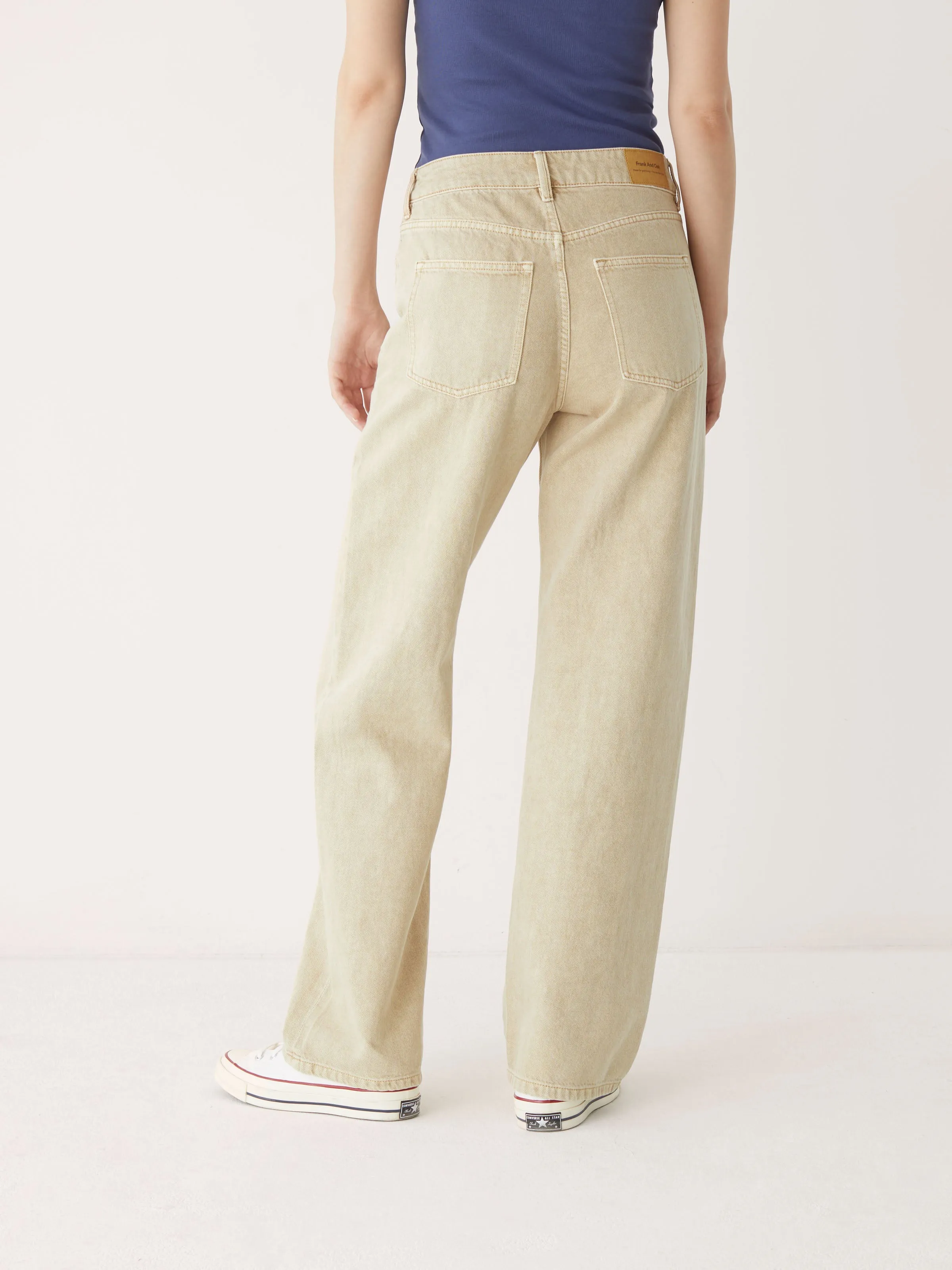 The Courtney Mid Rise Loose Fit Jean in Beige