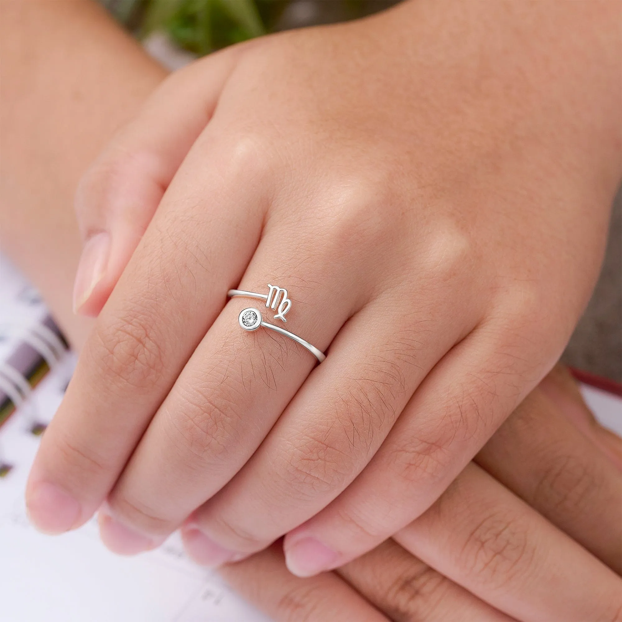 Virgo Ring Sterling Silver Adjustable Zodiac Sign Ring