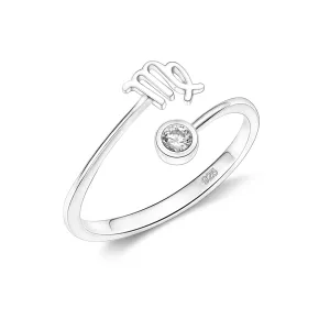 Virgo Ring Sterling Silver Adjustable Zodiac Sign Ring