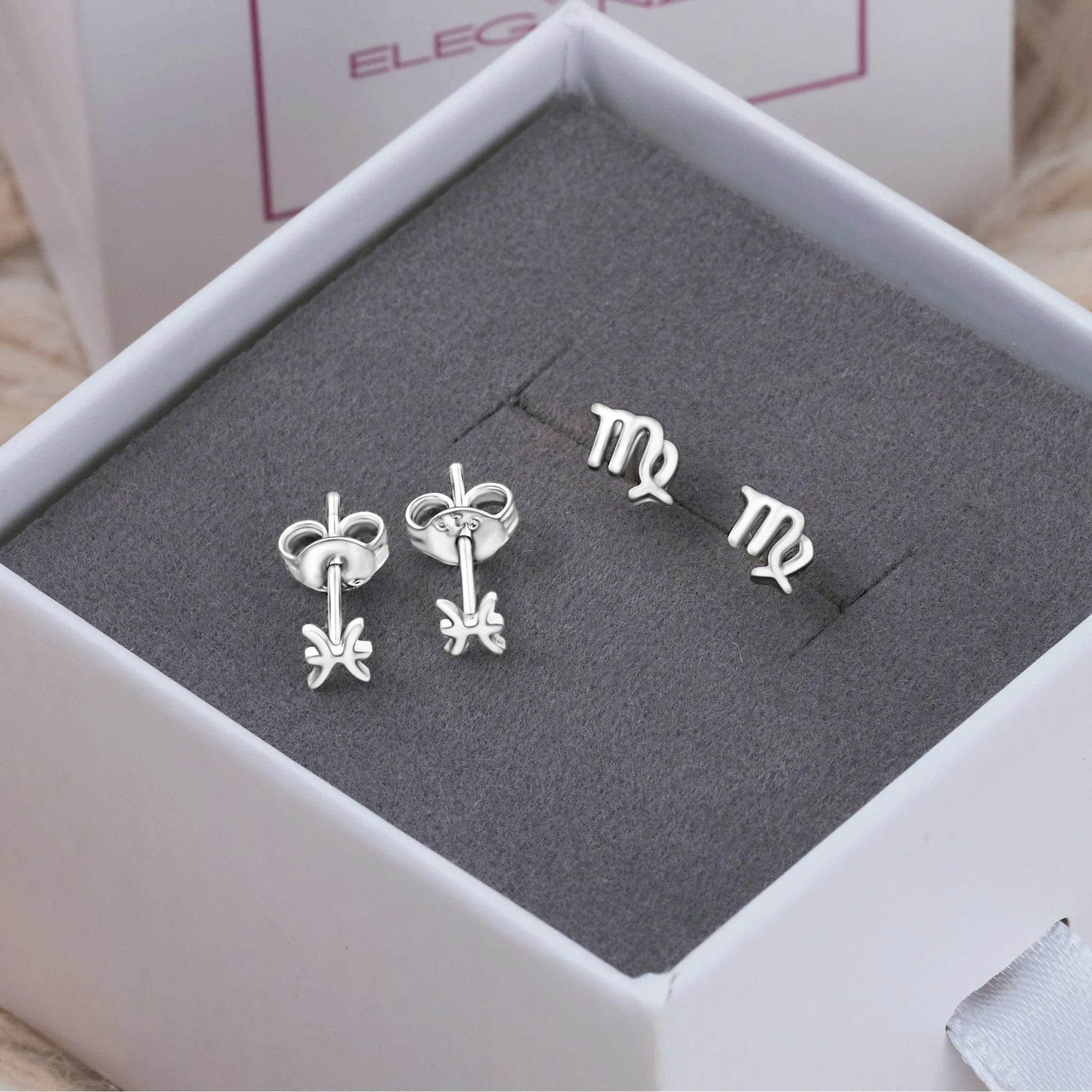 Virgo Stud Earrings Sterling Silver - Zodiac Constellation Earrings