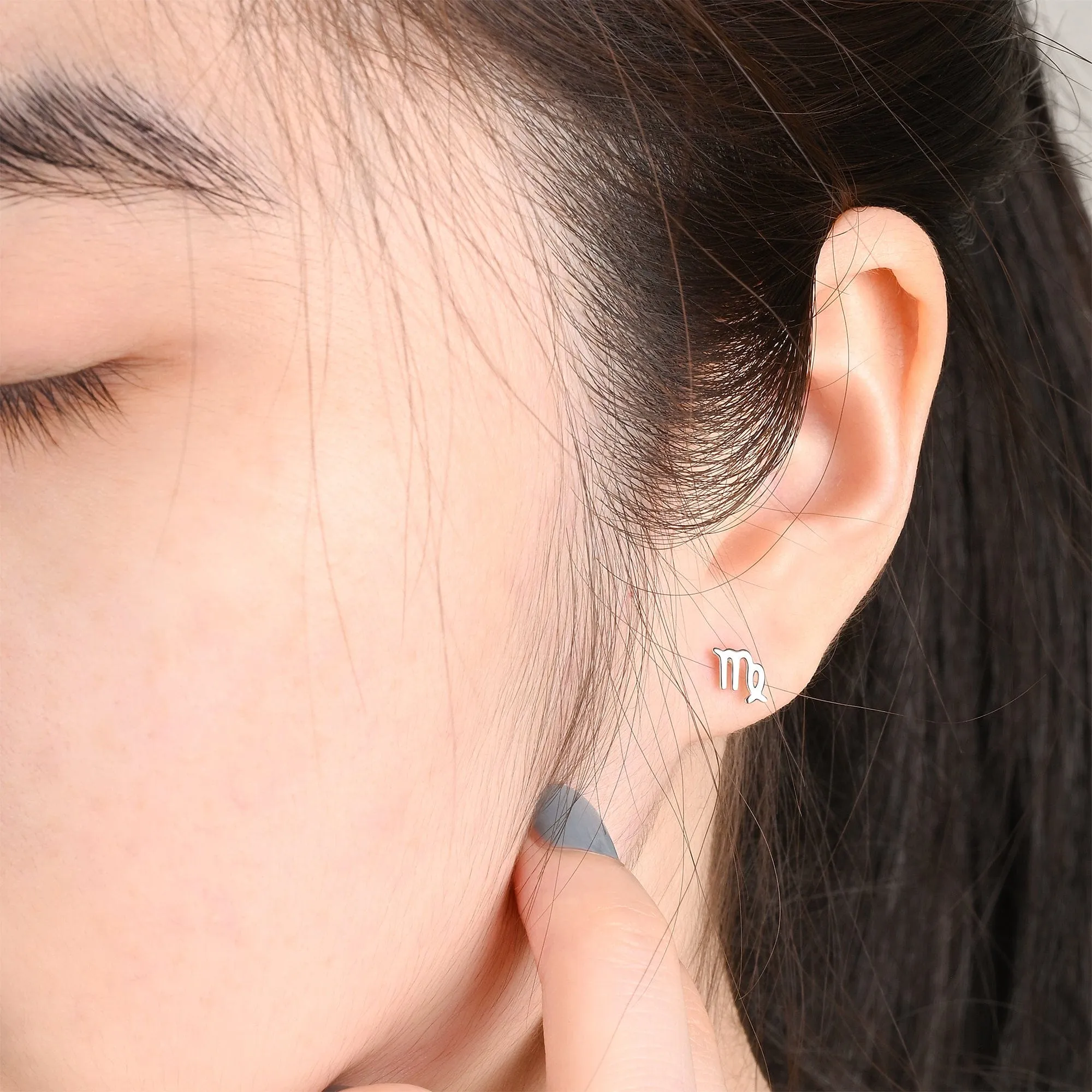 Virgo Stud Earrings Sterling Silver - Zodiac Constellation Earrings