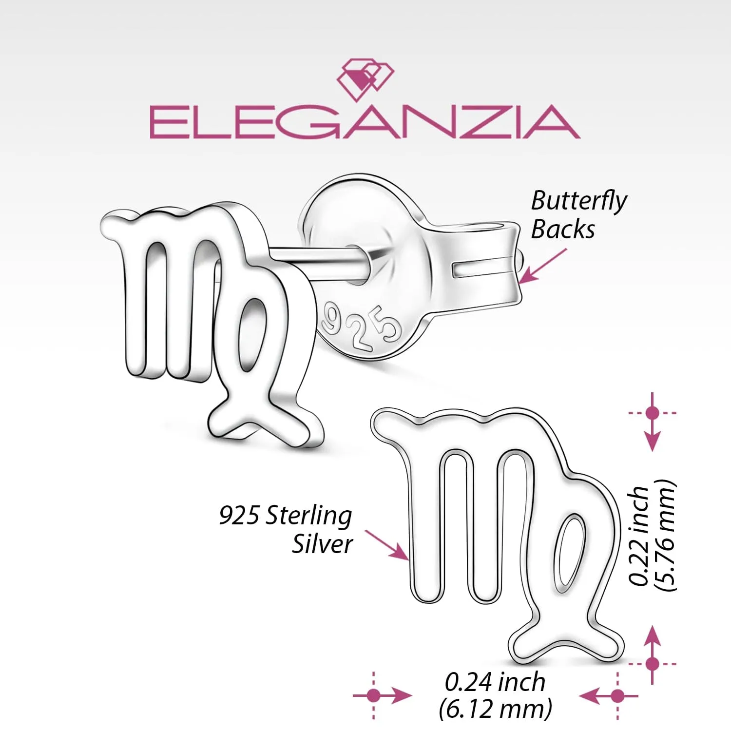 Virgo Stud Earrings Sterling Silver - Zodiac Constellation Earrings