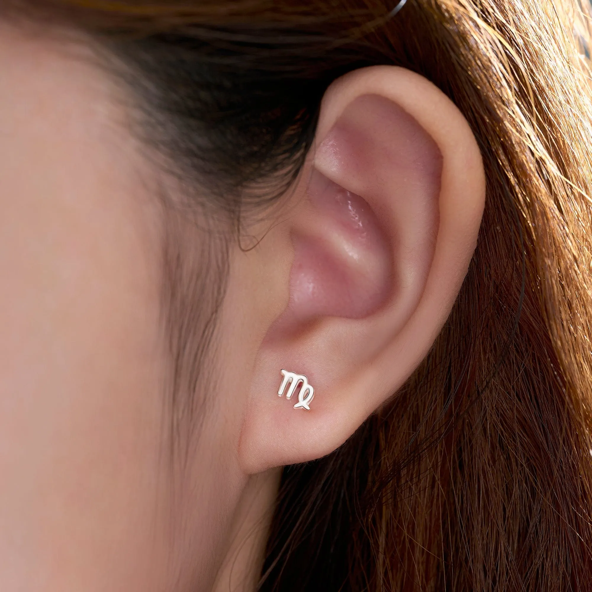 Virgo Stud Earrings Sterling Silver - Zodiac Constellation Earrings