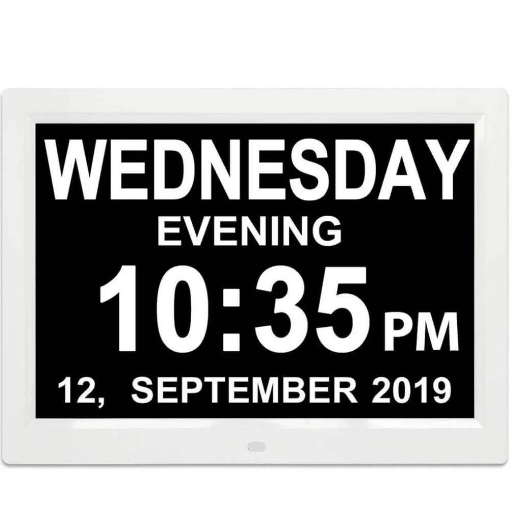 Wall Clock with Day and Date / Or Freestanding - 12 Inch