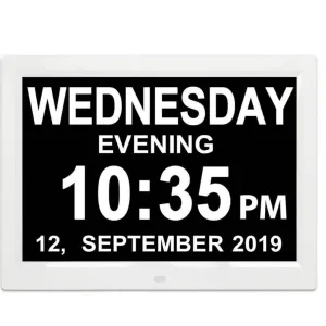 Wall Clock with Day and Date / Or Freestanding - 12 Inch