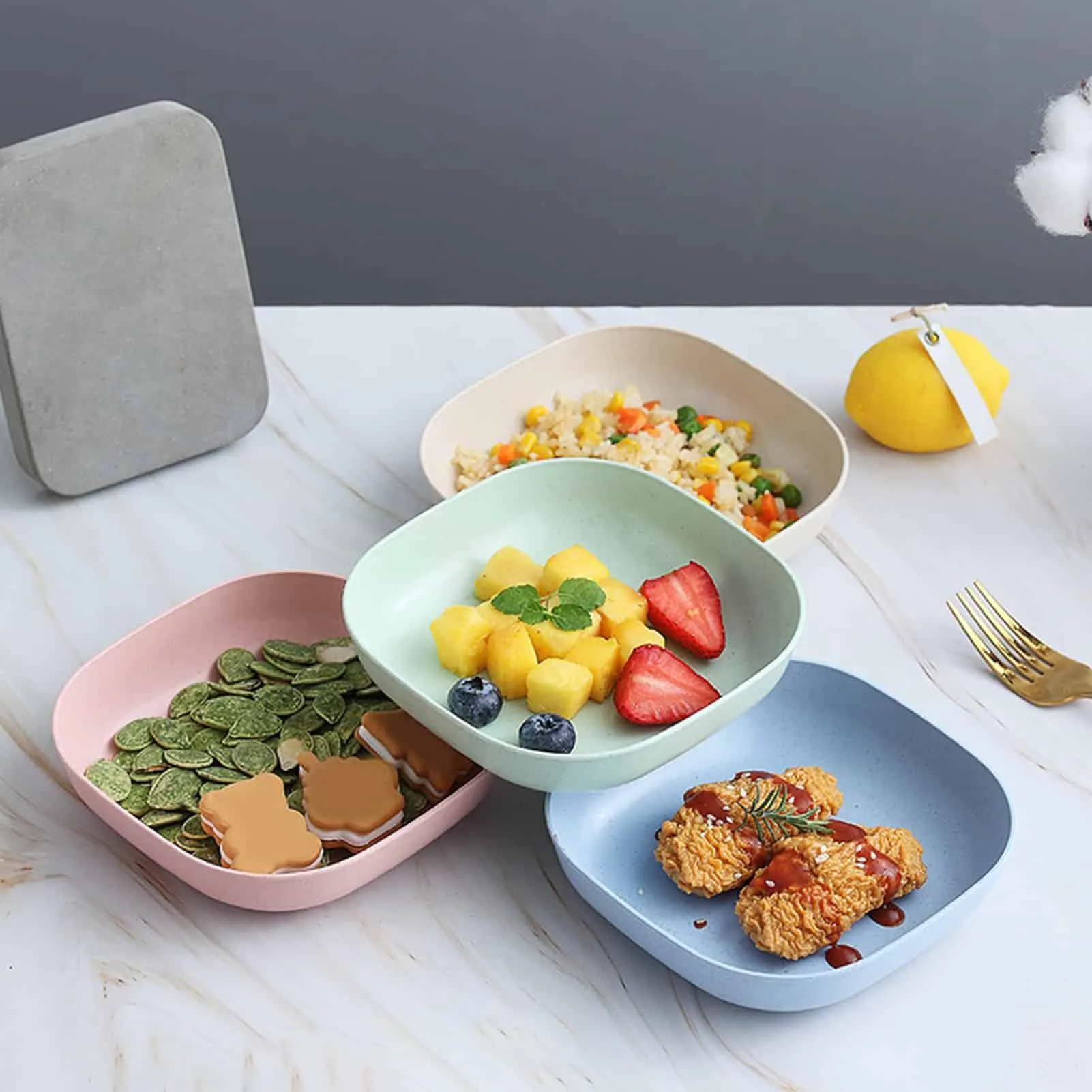 Wheat Straw Unbreakable Snack Plate
